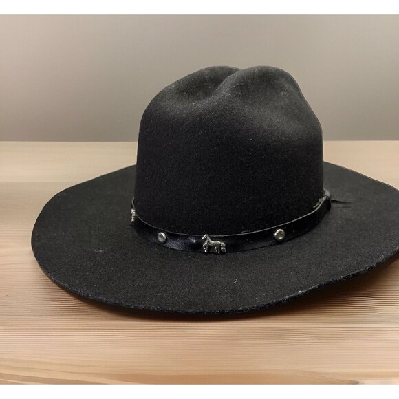 Bullhide Monte Carlo 2X Premium Black Wool Western Cowboy Hat Large Silver Horse